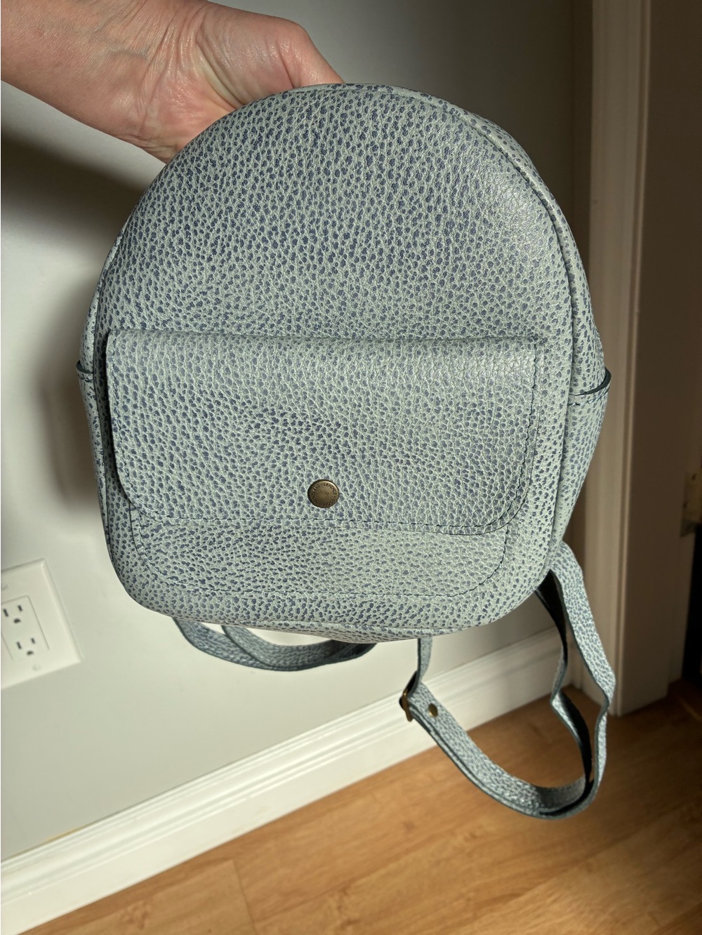 Portland Leather mini snap backpack in Fog😶‍🌫️